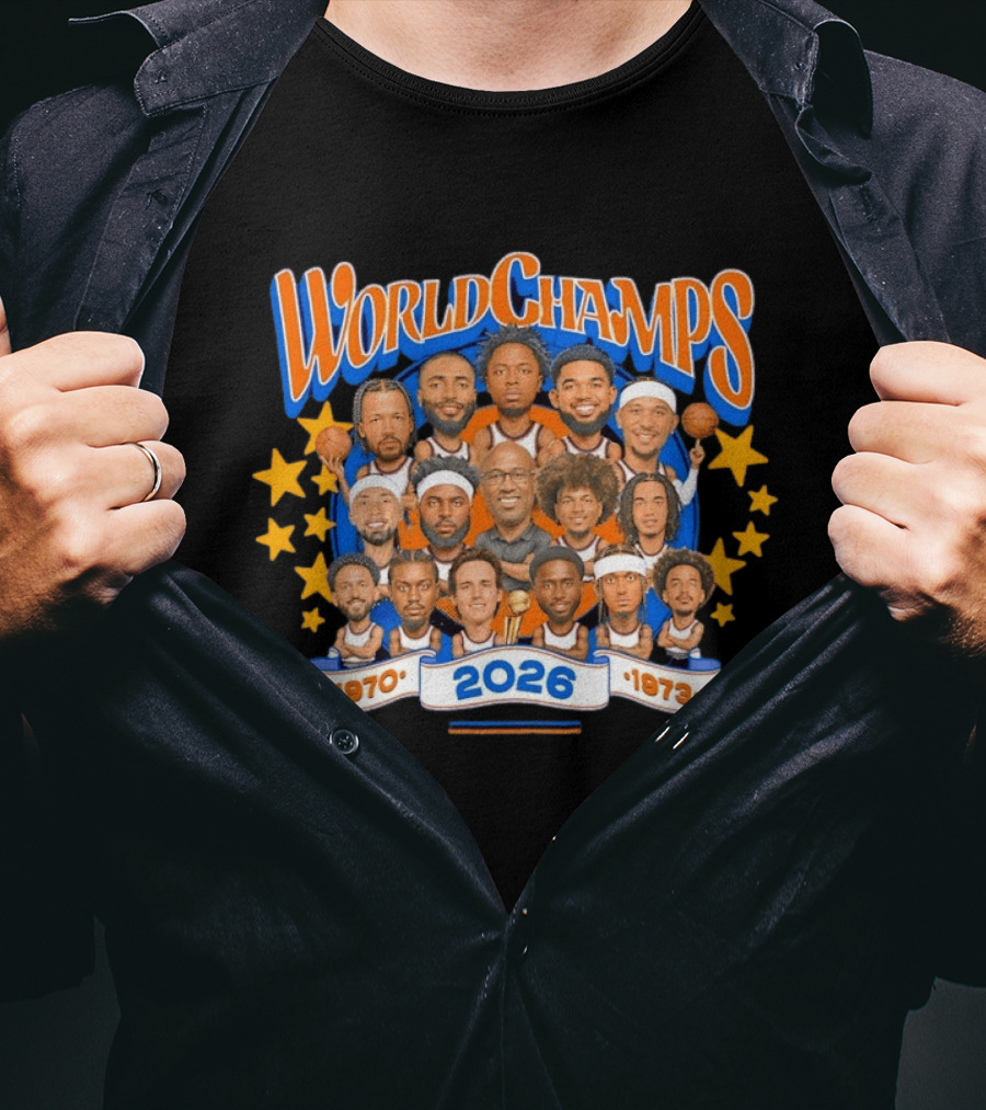 World Champs 2026 New York Knicks Team Caricature 1970 1973 T-Shirt