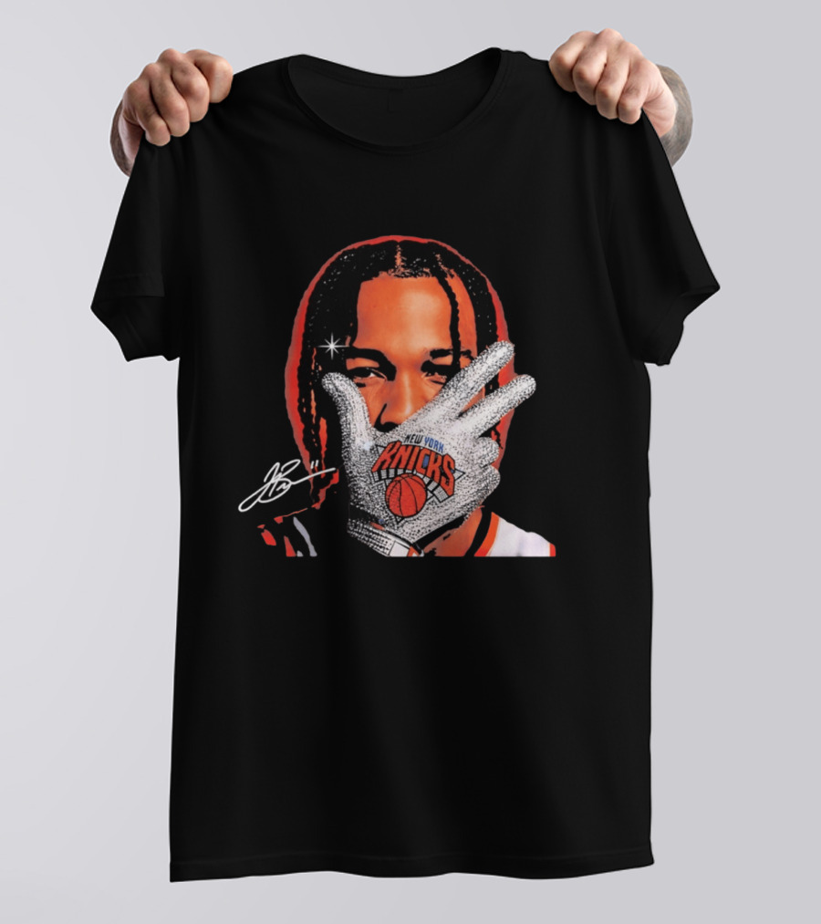 New York Knicks Jalen Brunson Iceman Signature Glove T-Shirt