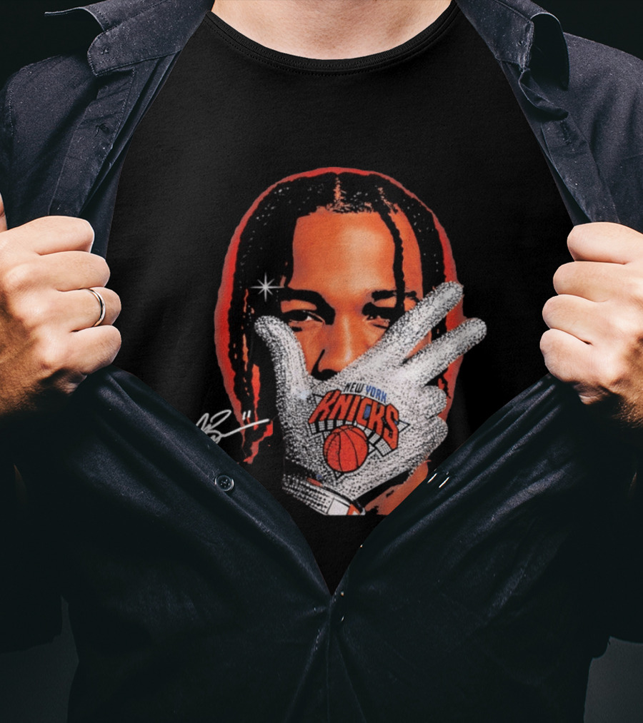 New York Knicks Jalen Brunson Iceman Signature Glove T-Shirt