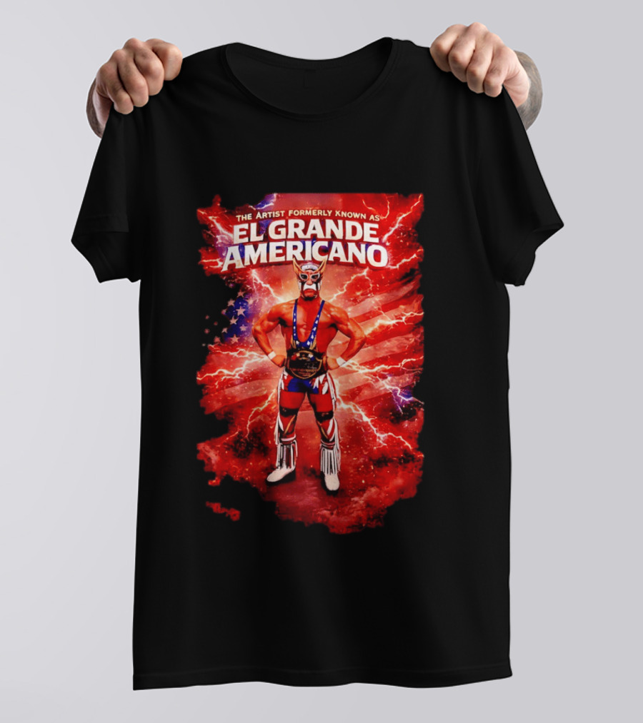 The Artist Formerly Known As El Grande Americano Luchador Flag Lightning T-Shirt