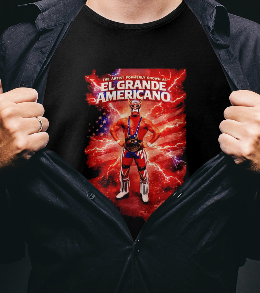 The Artist Formerly Known As El Grande Americano Luchador Flag Lightning T-Shirt