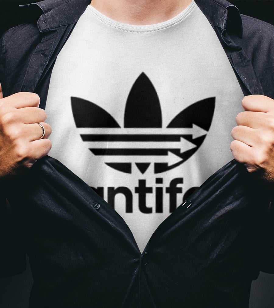 Antifa Black Symbol With Three Arrows Stripes T-Shirt