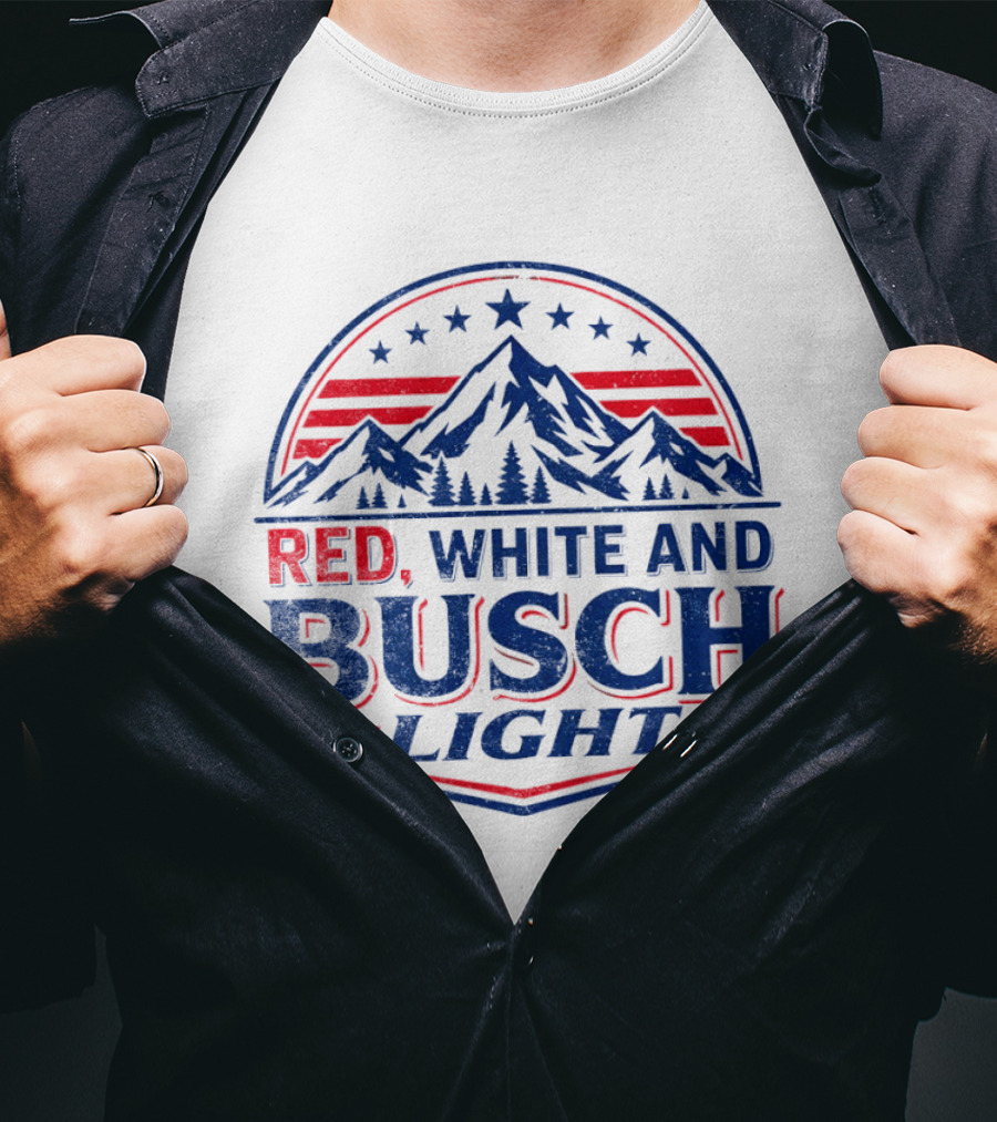 Busch Light Red White And Blue Mountain Stars T-Shirt