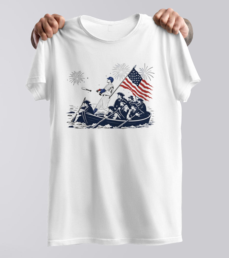 Chicago Cubs Patriotic Crossing The Delaware 4th Of July Meme T-Shirt