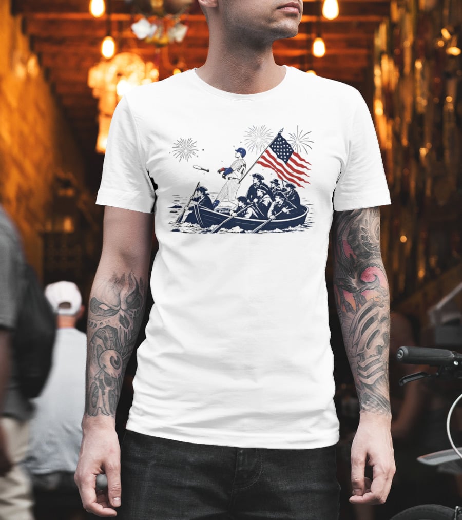 Chicago Cubs Patriotic Crossing The Delaware 4th Of July Meme T-Shirt