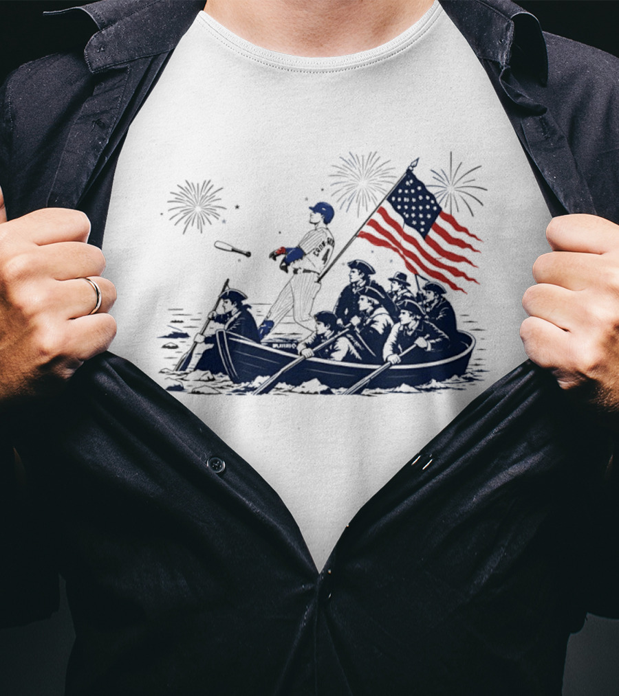 Chicago Cubs Patriotic Crossing The Delaware 4th Of July Meme T-Shirt