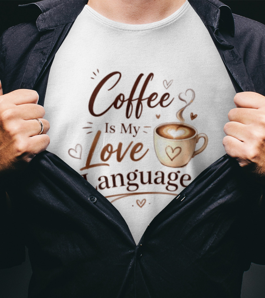 Coffee Is My Love Language Heart Coffee Cup T-Shirt