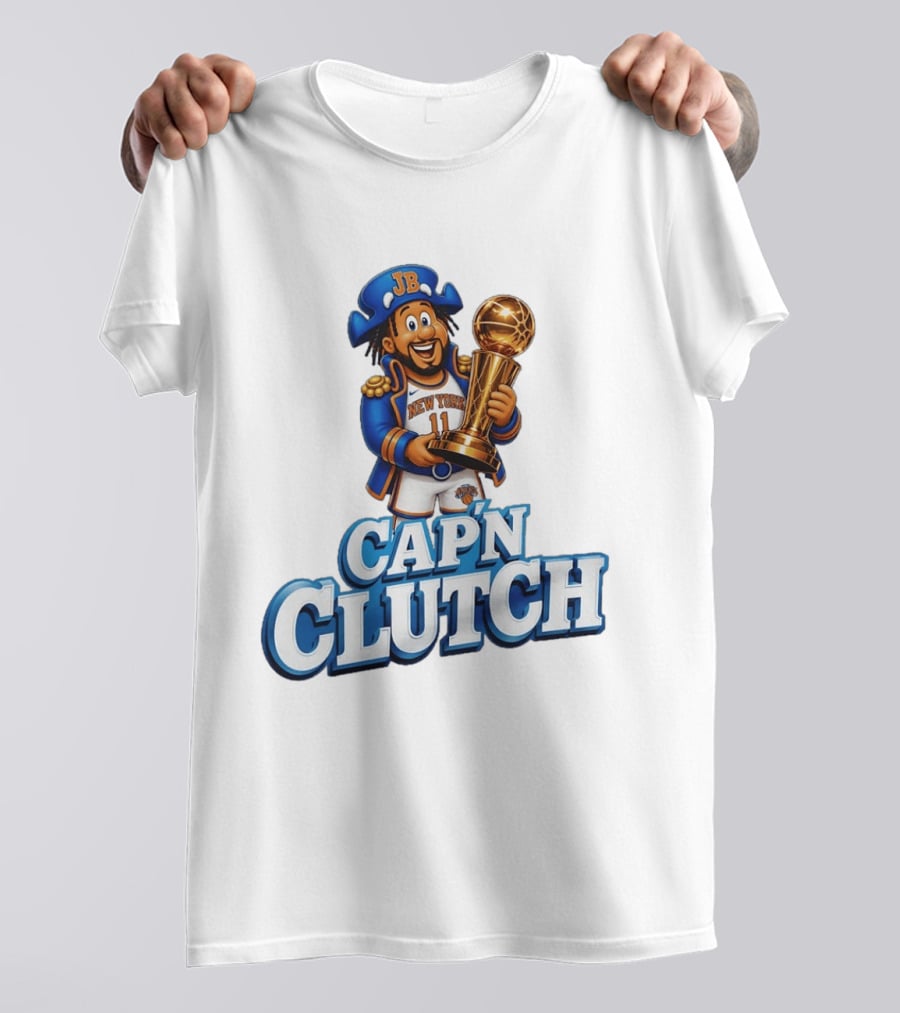 Jalen Brunson Capn Clutch New York Knicks Cartoon MVP T-Shirt