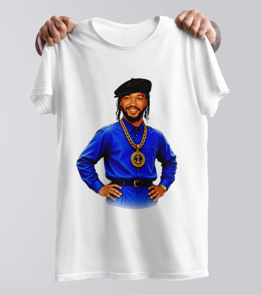 Jalen Brunson NY Knicks Always Business Never Personal Anchor Chain Beret Outfit T-Shirt