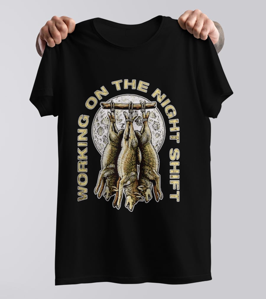 Working On The Night Shift Hanging Bats Full Moon T-Shirt