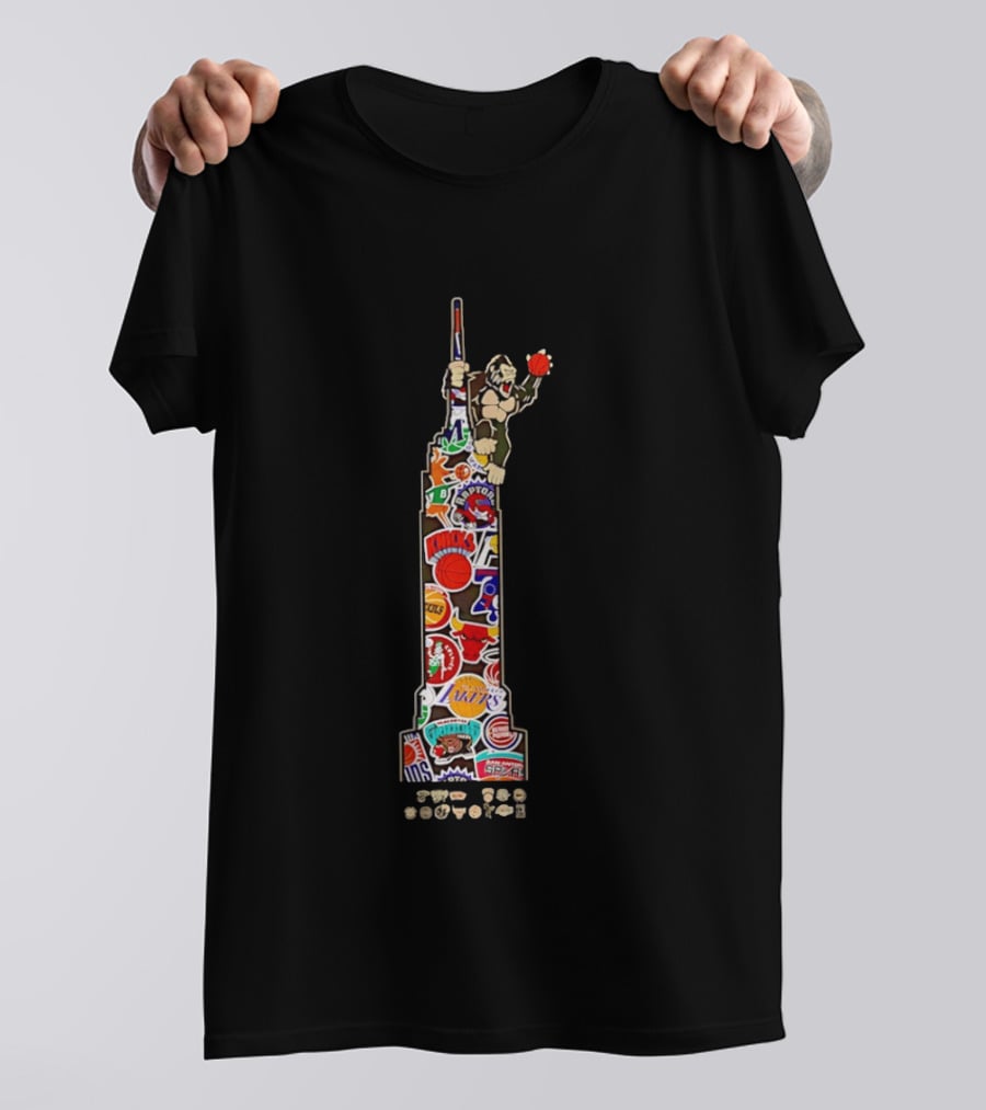 New York Knicks Hardwood Classics King K 2026 NBA Team Logos Empire State Building Gorillas T-Shirt