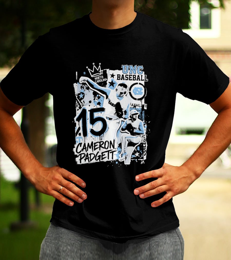 UNC Baseball Cameron Padgett 15 Tar Heels T-Shirt