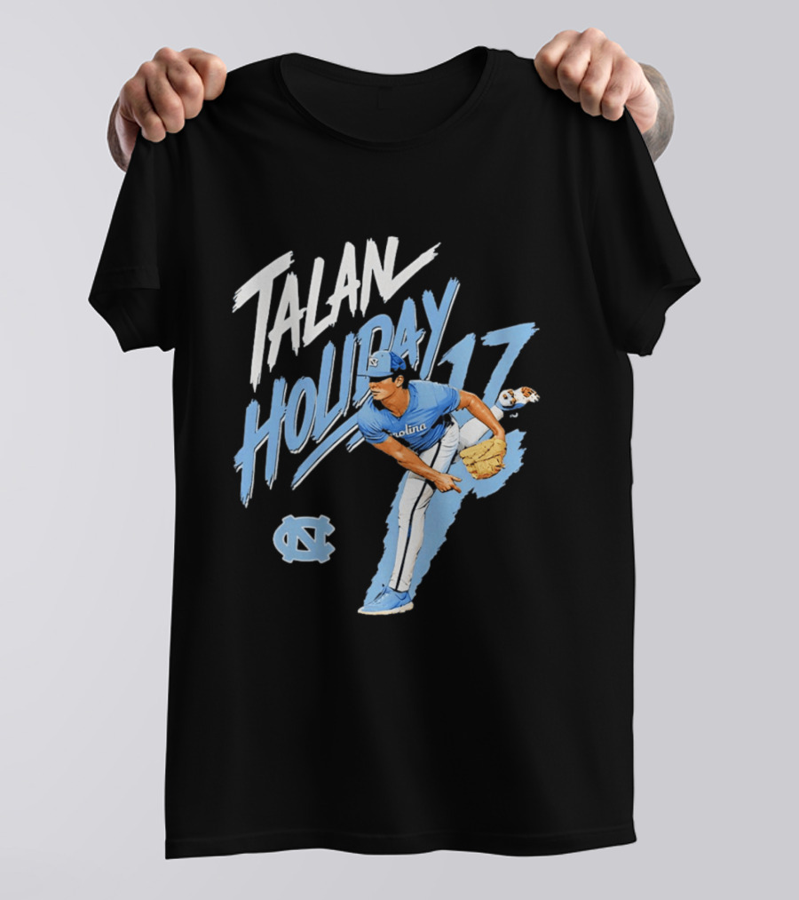 North Carolina Tar Heels Talan Holiday 17 Pitching Action T-Shirt