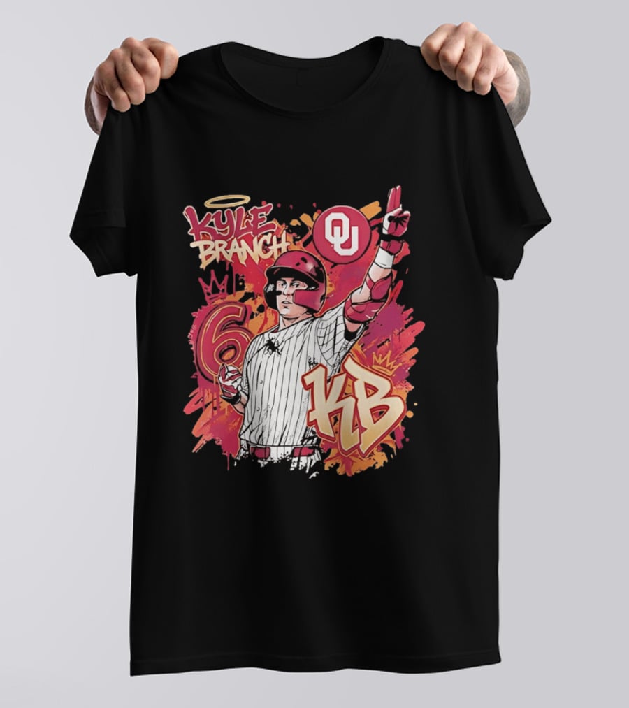 Oklahoma Sooners Kyle Branch 6 Graffiti KB T-Shirt