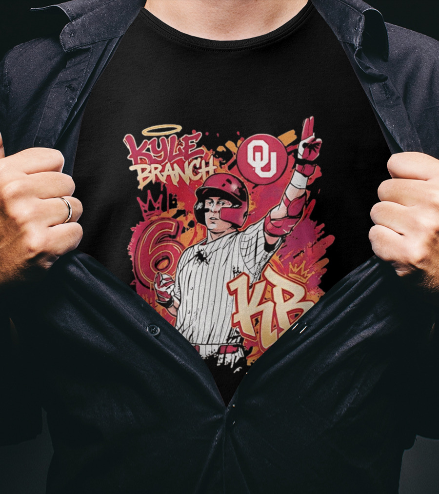 Oklahoma Sooners Kyle Branch 6 Graffiti KB T-Shirt