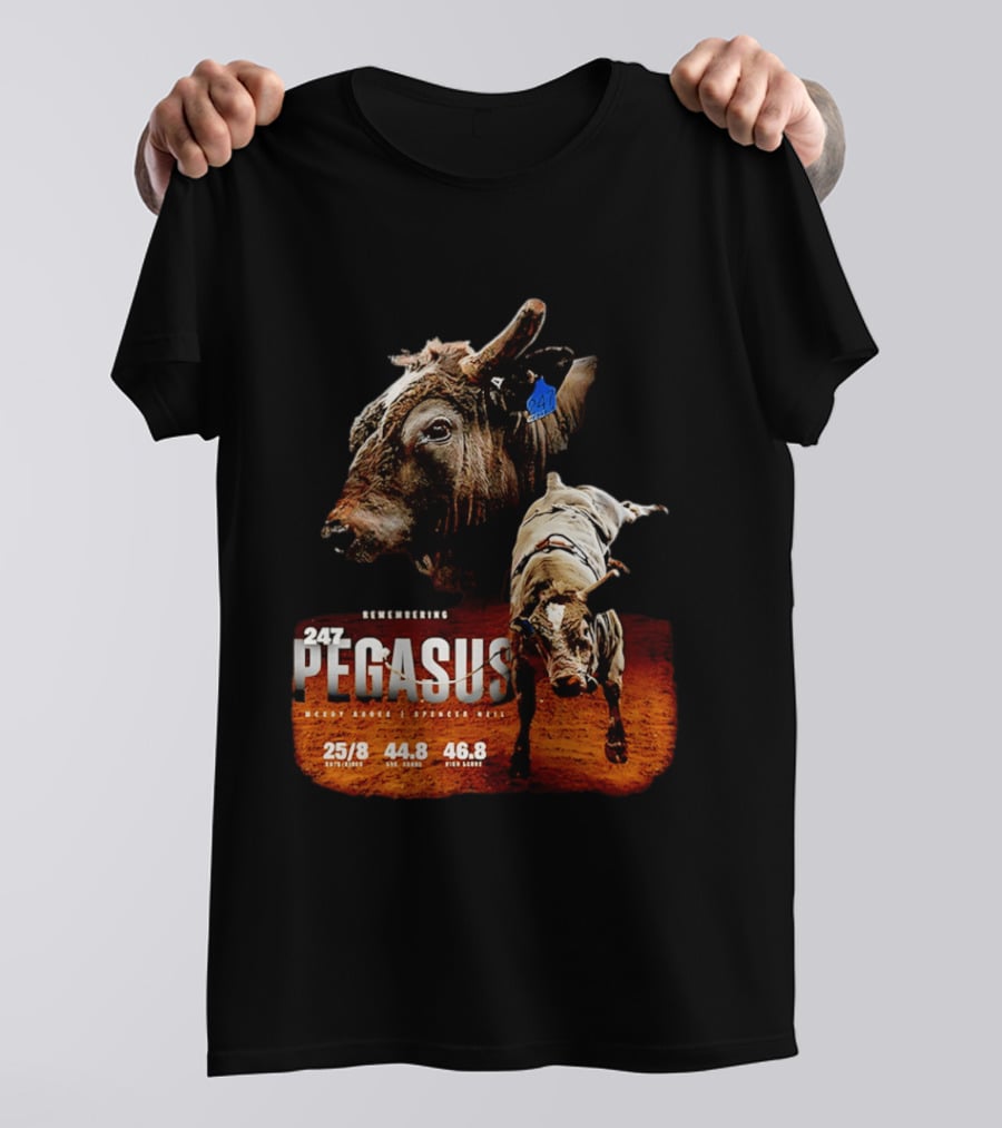 Remembering Pegasus 247 Legendary Rodeo Bull Statistics 25/8 44.8 46.8 T-Shirt