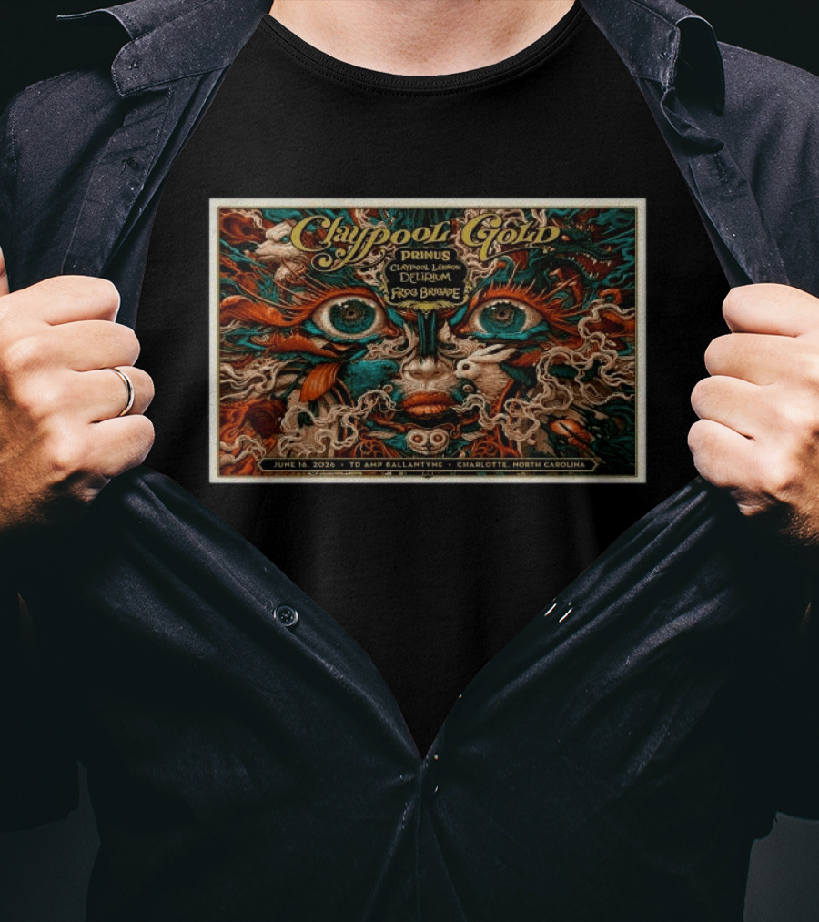 Les Claypool's Primus Delirium Tour June 16 2026 Charlotte NC TD Amphitheater T-Shirt
