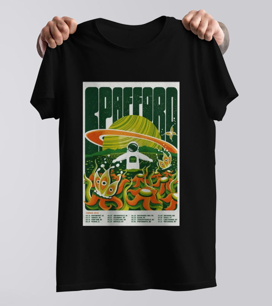 Spafford Summer 2026 Tour Space Astronaut And Alien Flowers T-Shirt