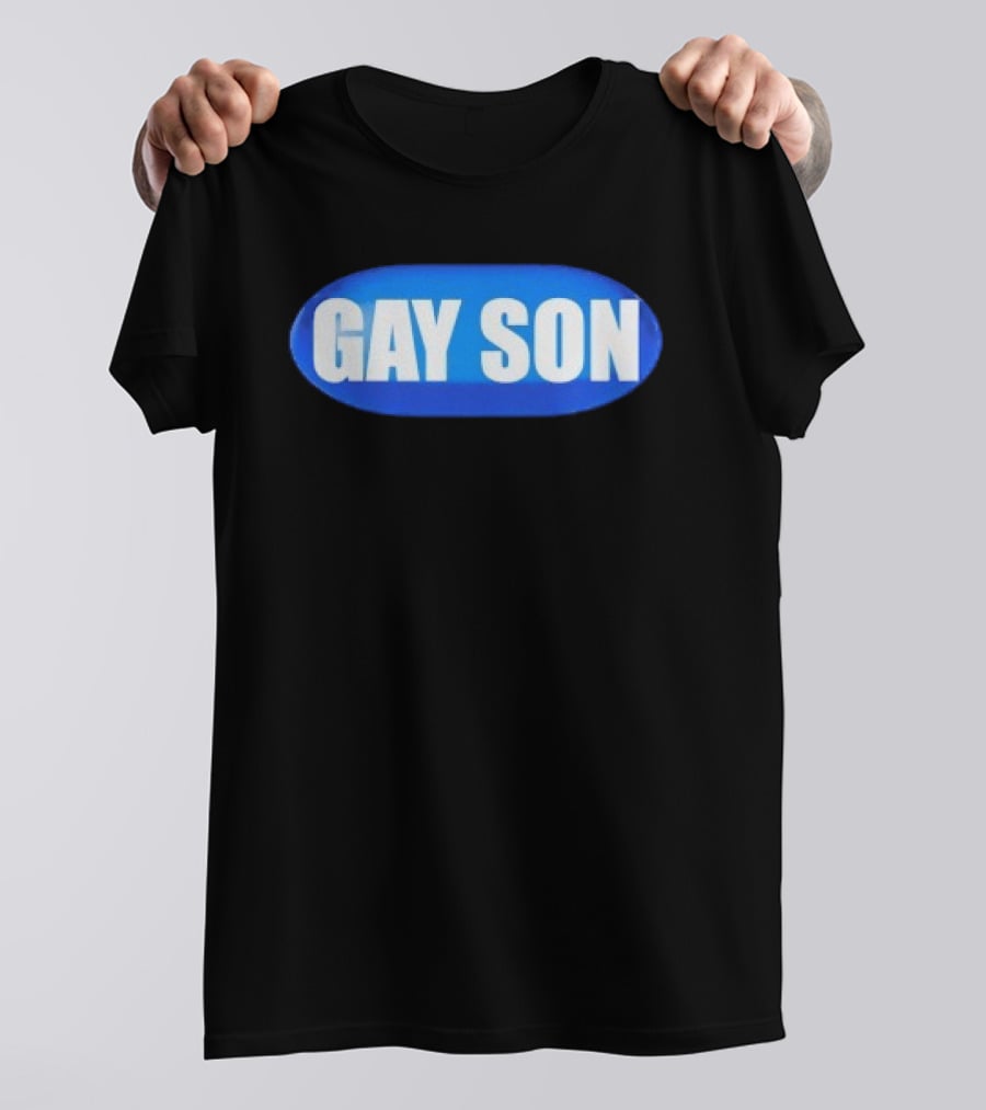 Gay Son Pill Blue Oval T-Shirt