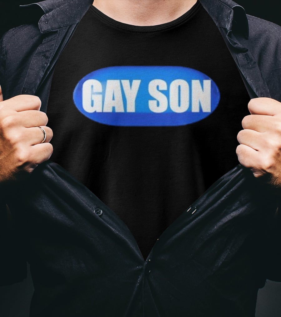 Gay Son Pill Blue Oval T-Shirt