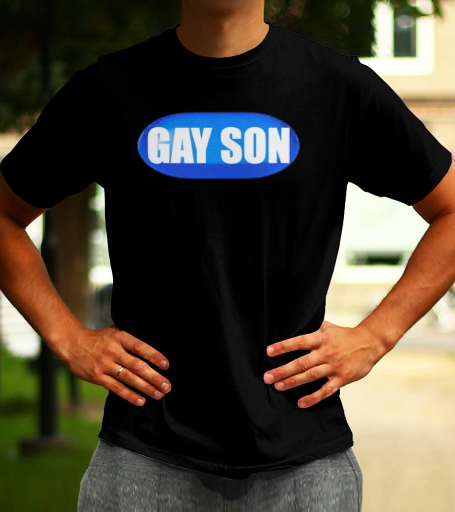 Gay Son Pill Blue Oval T-Shirt