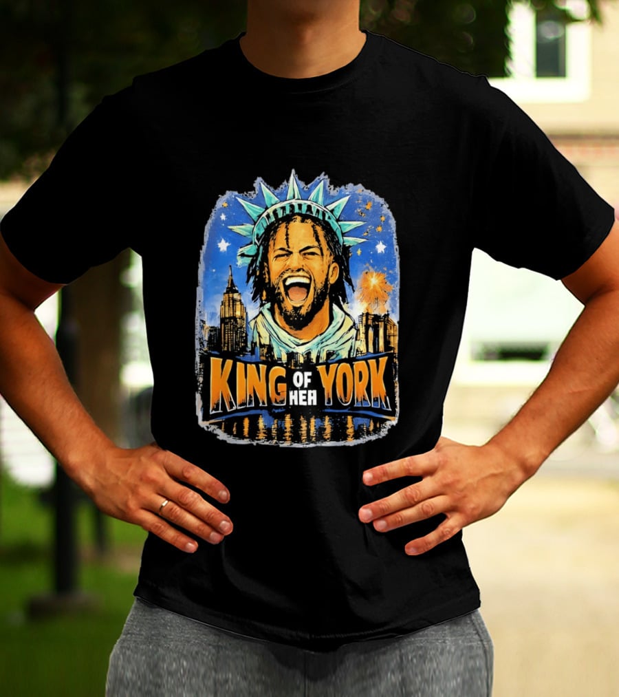 Jalen Brunson Statue Of Liberty Crown King Of New York City Skyline T-Shirt
