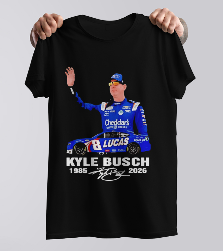 Kyle Busch 1985 2026 Lucas Oil Cheddar's Scratch Kitchen T-Shirt