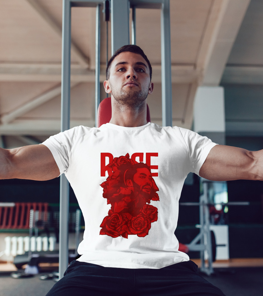 Derrick Rose Red Rose Portrait With Decorative Roses T-Shirt