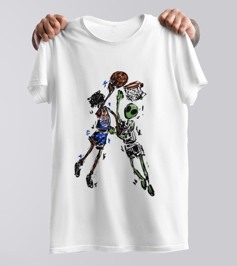 Jalen Brunson Vs Alien Wemby Dunking Showdown Basketball Clash T-Shirt