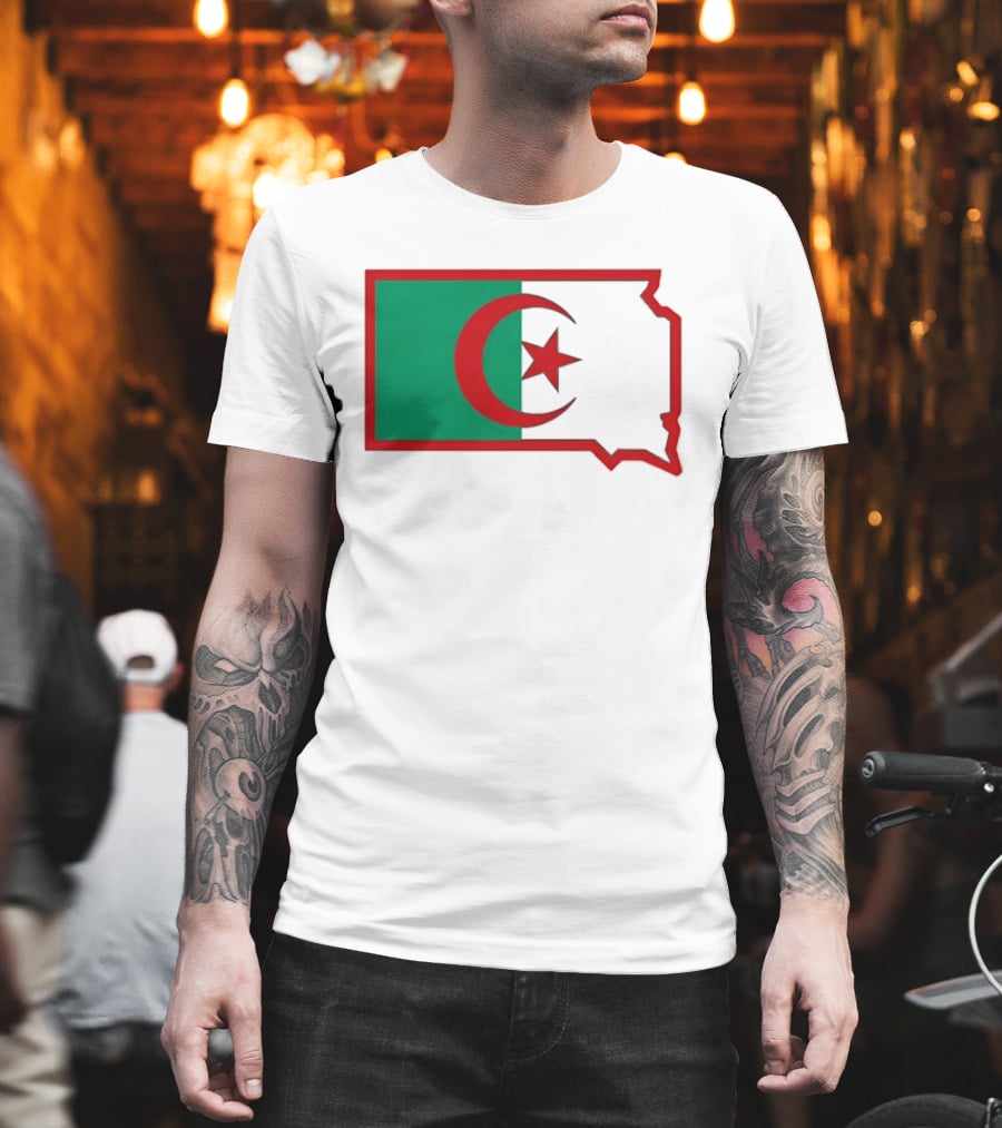 Lawrence Of Algeria Flag State Outline With Crescent And Star T-Shirt