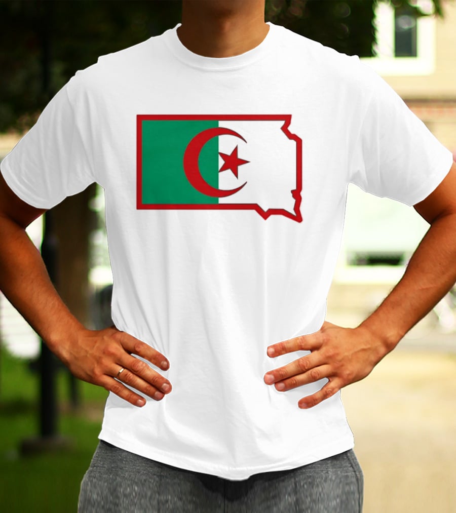 Lawrence Of Algeria Flag State Outline With Crescent And Star T-Shirt