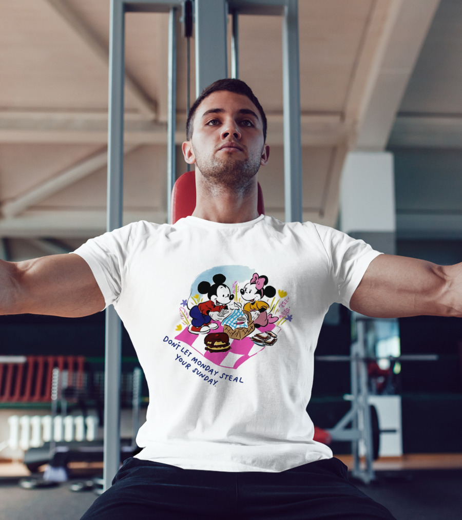 Mickey And Minnie Mouse Don't Let Monday Steal Your Sunday Picnic Fun T-Shirt