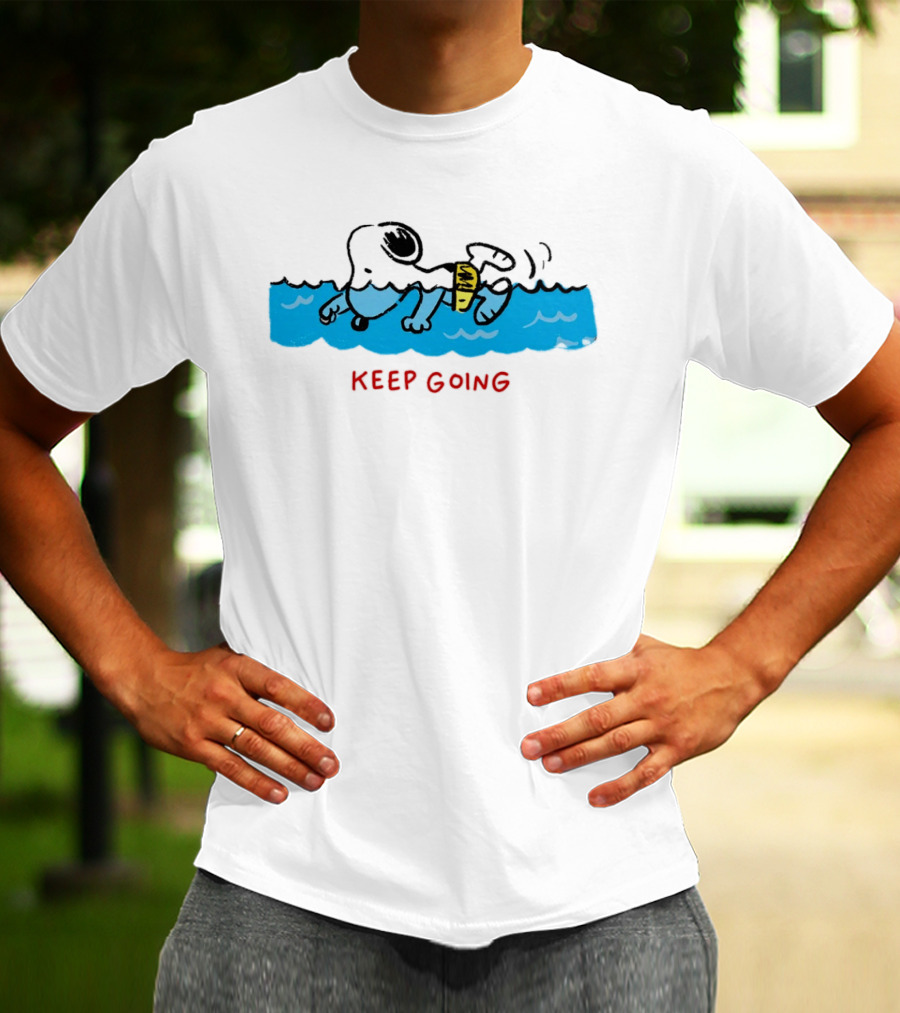 Peanuts Snoopy Swimming Keep Going Inspirational Motivation T-Shirt