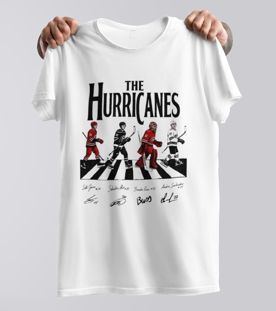 The Hurricanes Abbey Road Ice Hockey Players Crossing Signatures T-Shirt