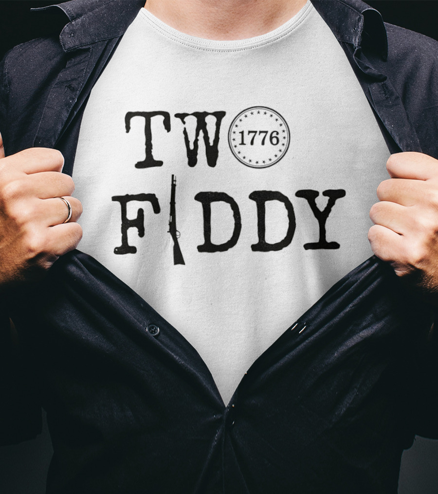 Two Fiddy 1776 Rifle Stars Independence Celebration T-Shirt
