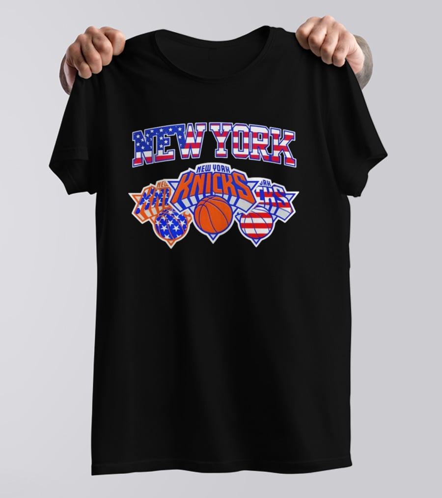 New York Knicks 4th Of July American Flag Basketball Stars And Stripes T-Shirt