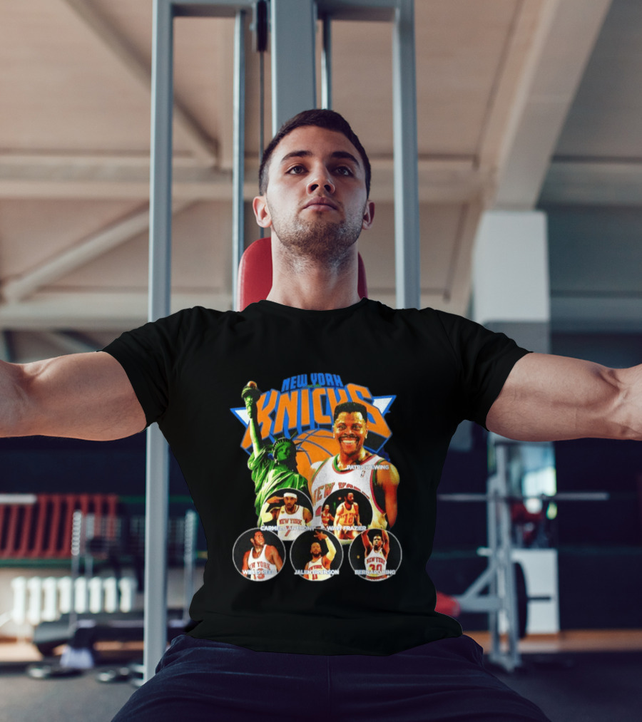 New York Knicks Patrick Ewing Carmelo Anthony Walt Frazier Statue Of Liberty T-Shirt