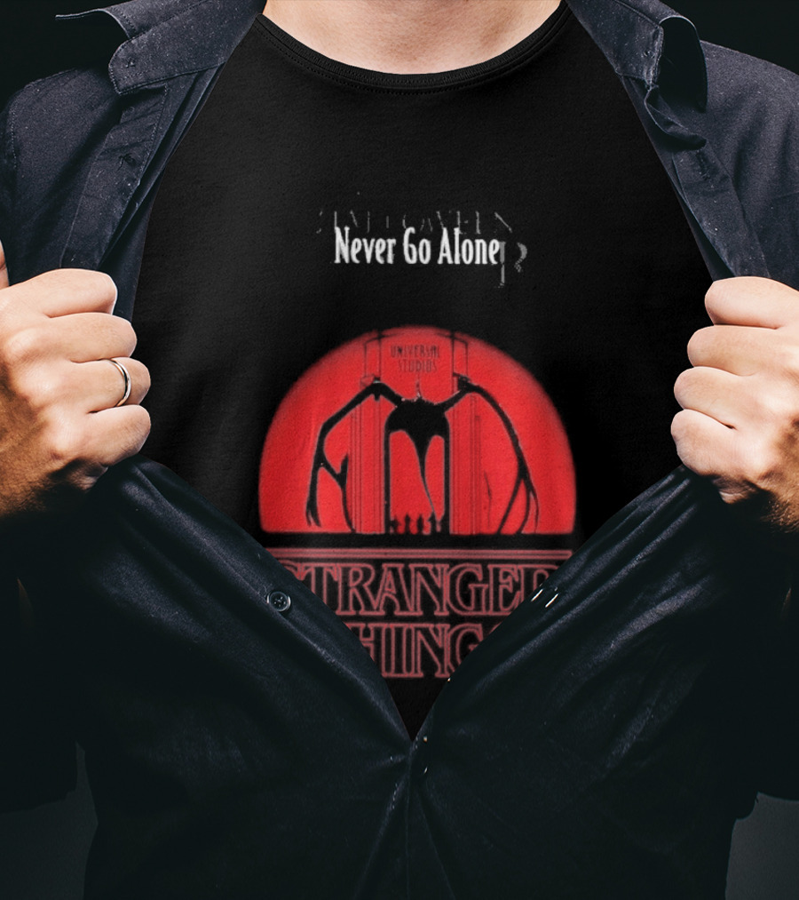 Stranger Things Never Go Alone Universal Studios Halloween Horror Nights T-Shirt
