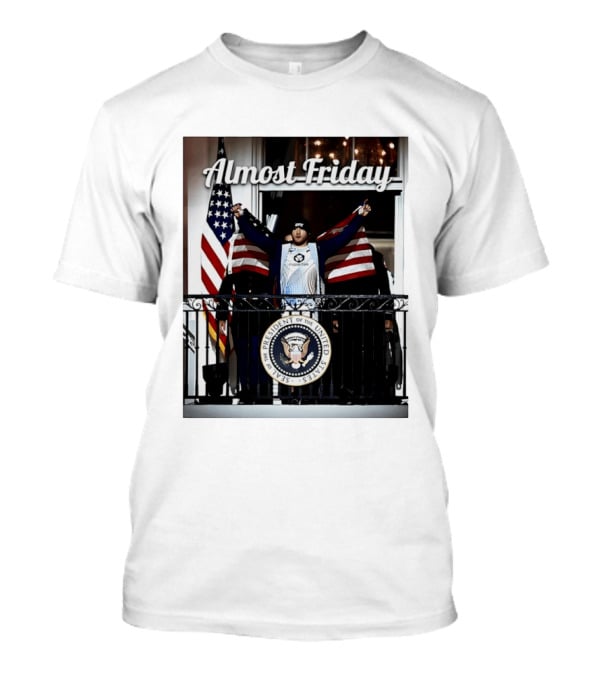 Almost Friday Justin Gaethje US Flag Blue Room Balcony White House UFC Freedom 250 T-Shirt