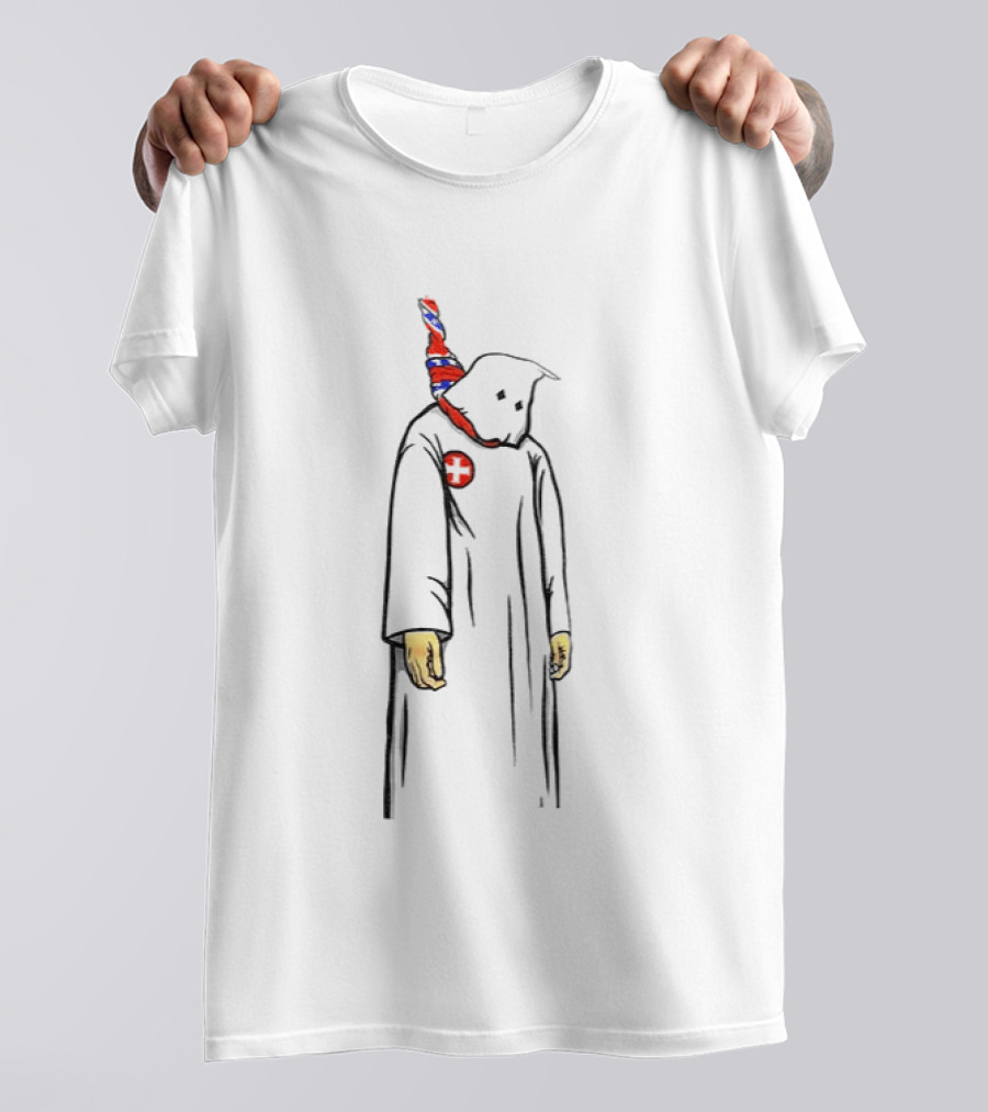 Ku Klux Klan Robed Figure Hanging By Confederate Flag T-Shirt