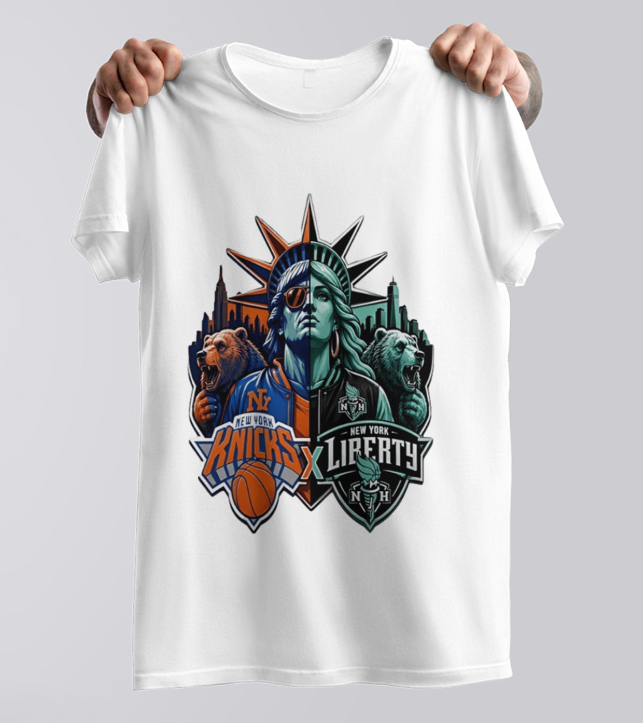 New York Knicks X Liberty Statue Of Liberty NBA WNBA T-Shirt