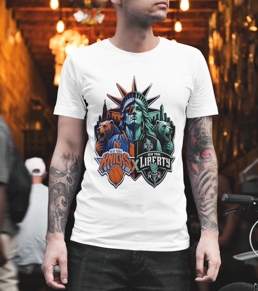 New York Knicks X Liberty Statue Of Liberty NBA WNBA T-Shirt