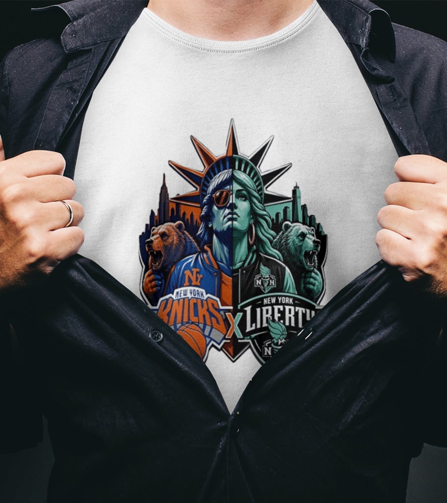 New York Knicks X Liberty Statue Of Liberty NBA WNBA T-Shirt