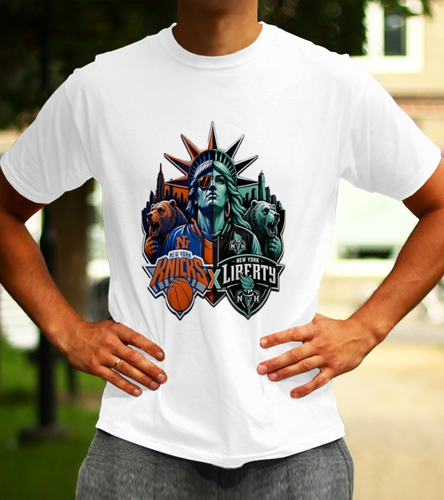 New York Knicks X Liberty Statue Of Liberty NBA WNBA T-Shirt