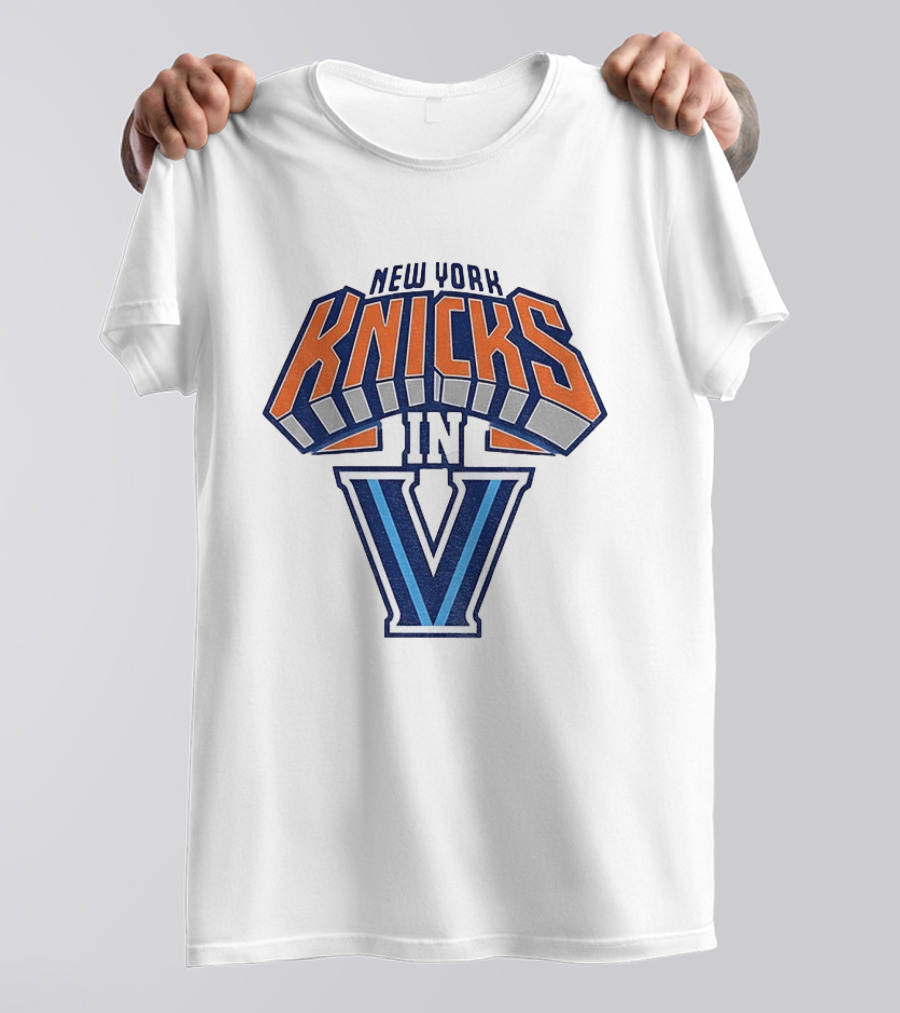 New York Knicks In V Villanova Wildcats Basketball Collaboration NBA 2026 T-Shirt