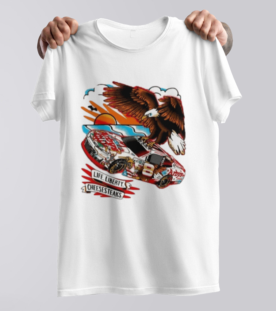 Life Liberty Cheesesteaks Arby's Racing Car Eagle Patriotic T-Shirt