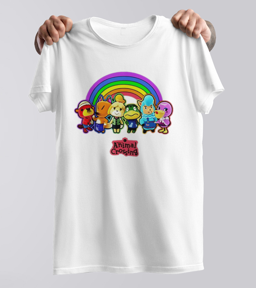Animal Crossing Rainbow Characters Under Arc T-Shirt