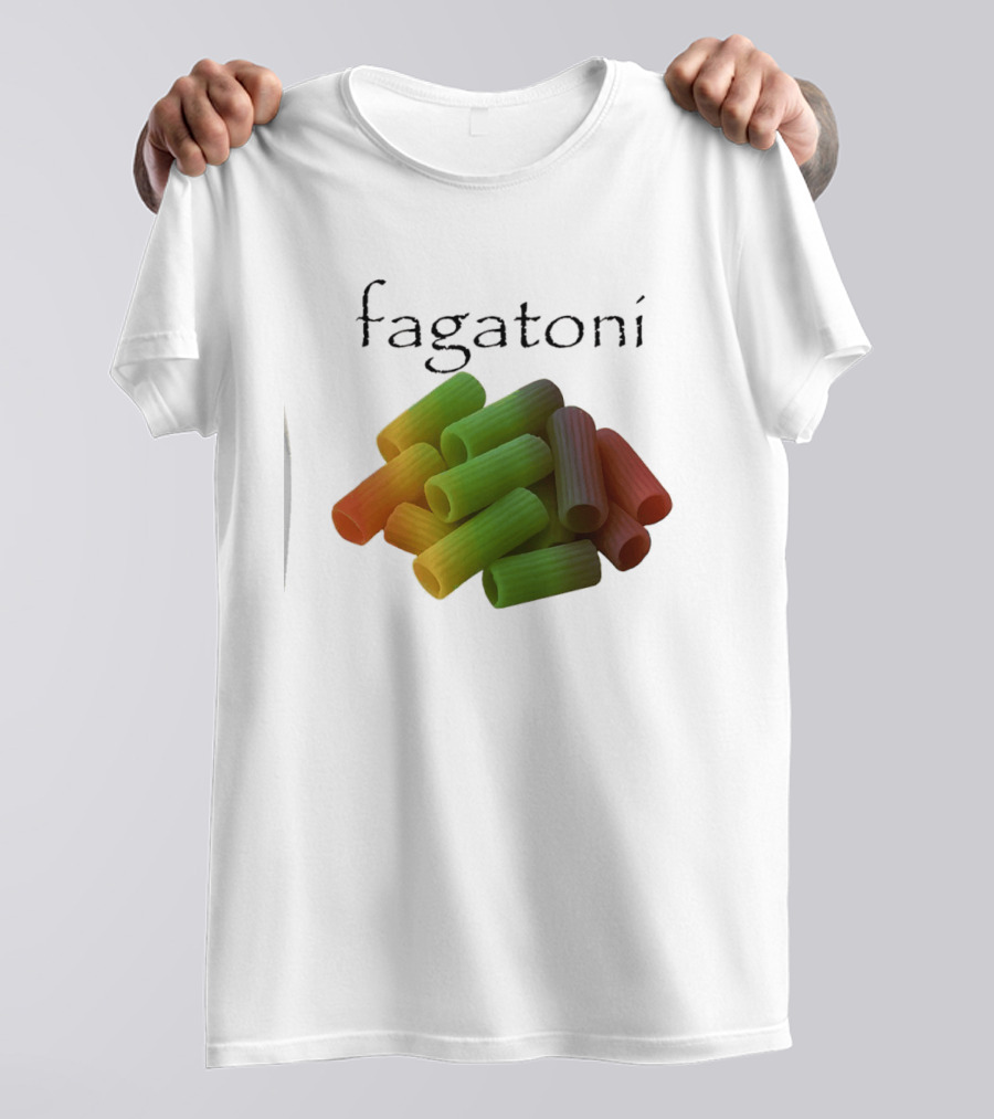 Fagatoni Gay Pasta LGBTQ Pride Multicolor Rigatoni T-Shirt