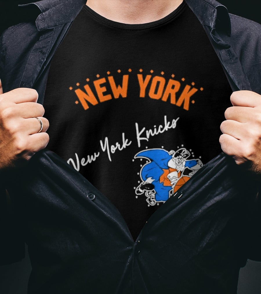 Father Knickerbocker New York Knicks Basketball Character Orange And Blue T-Shirt