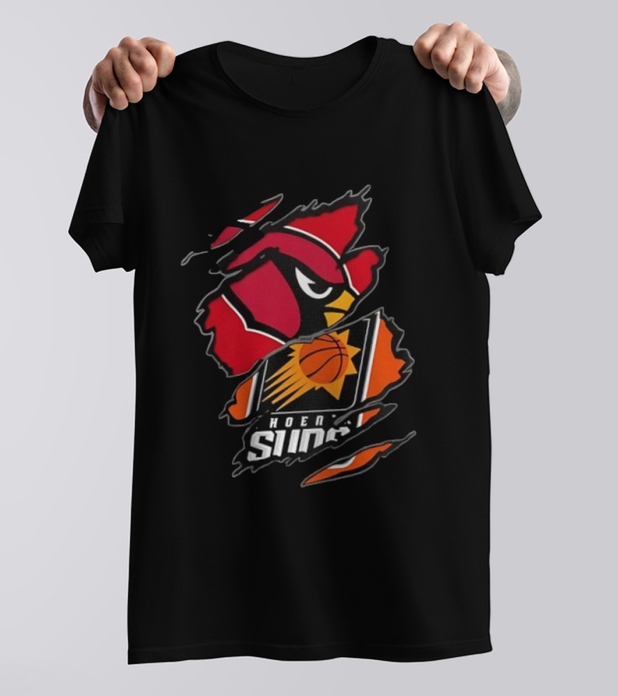 Arizona Cardinals Phoenix Suns Two Teams One Heart Scratch Edition T-Shirt